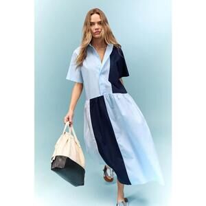 PLAN C x RTR Color Block Shirt Dress Size XS with Stains